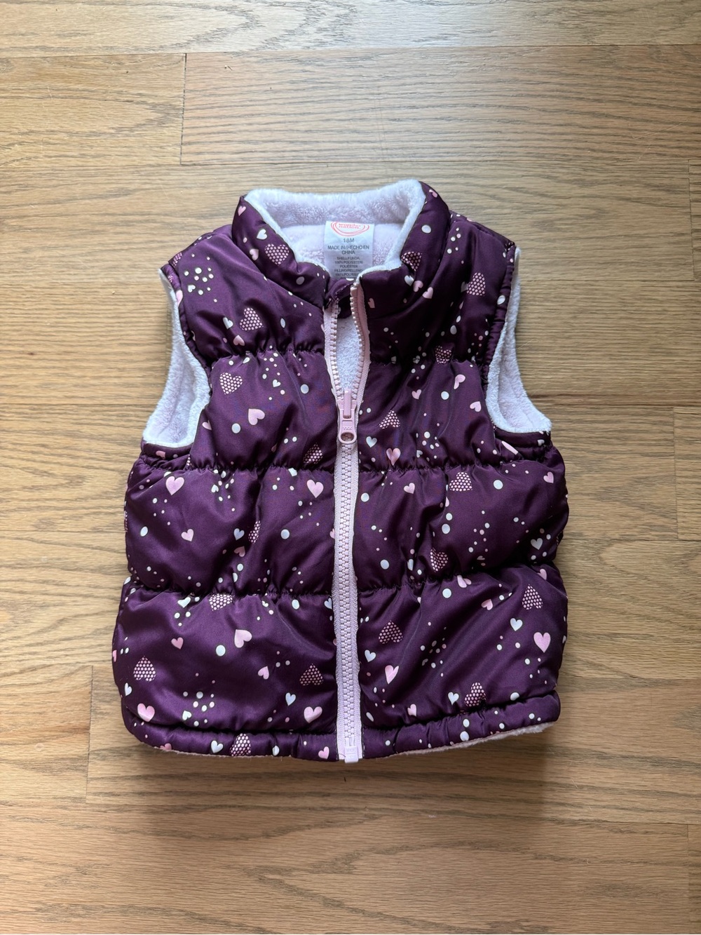 Girls' Quilted Heart-Print Vest - Purple